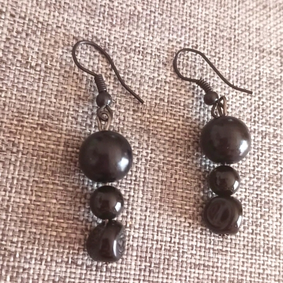 Jewelry - Black Beaded Earrings - Pre-loved (1.75")